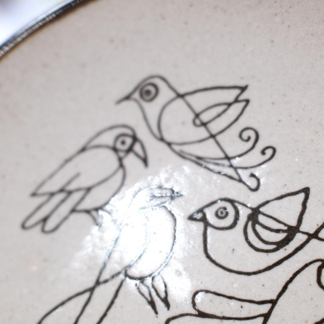 【未使用】ひゃっかいめのとり 益子の絵皿大２枚セット