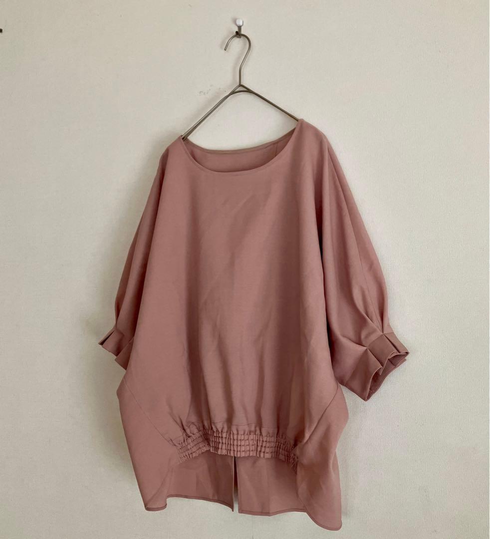 未使用●FENNELフェンネル●バックリボン ドルマン ブラウス M●ピンク系