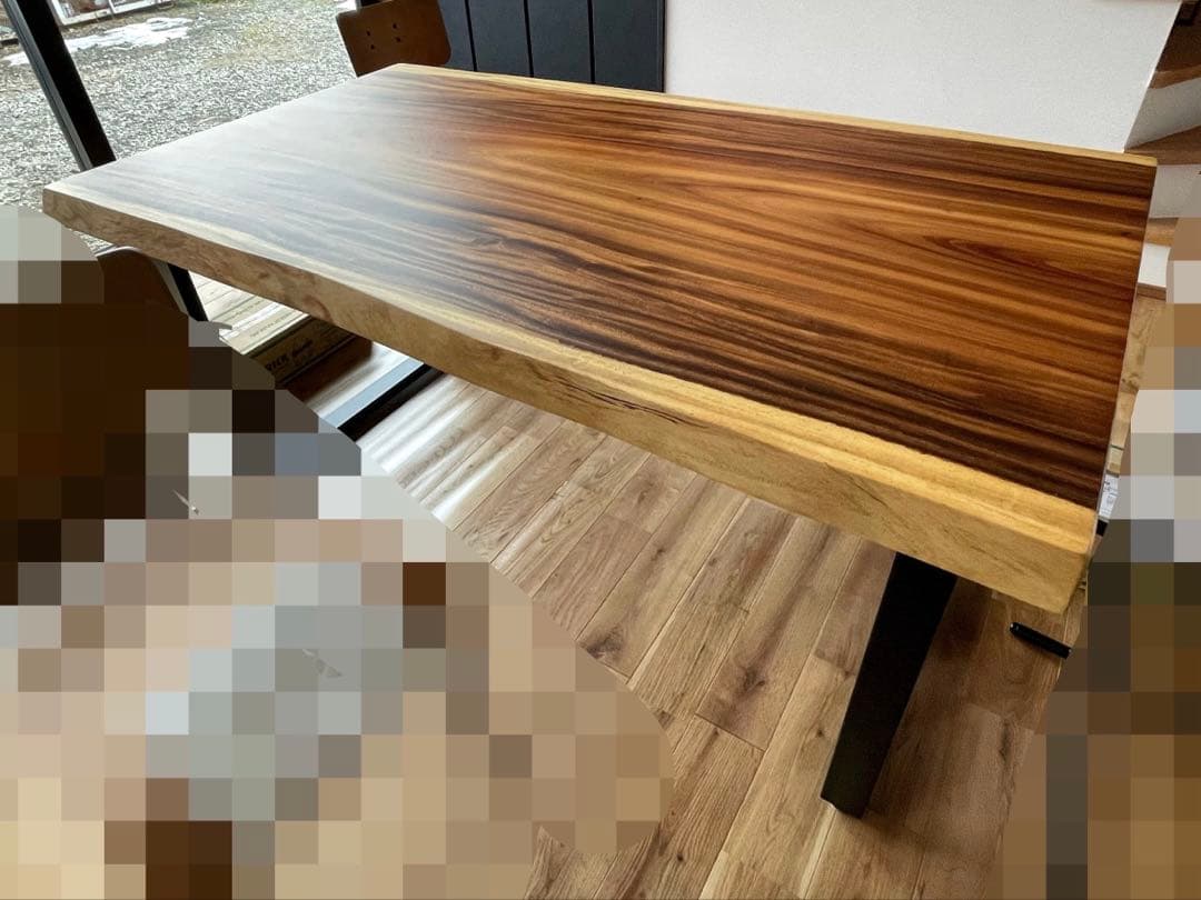 モンキーポッド ダイニングテーブルー 枚板（スチール脚付属）