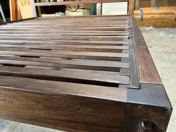 アジアン家具 クイーンサイズ 組み立てベッドフレーム 中古品 バリ 無垢材 群馬