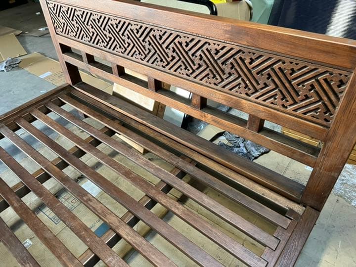 アジアン家具 クイーンサイズ 組み立てベッドフレーム 中古品 バリ 無垢材 群馬