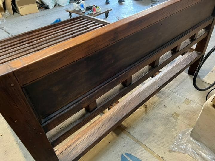 アジアン家具 クイーンサイズ 組み立てベッドフレーム 中古品 バリ 無垢材 群馬