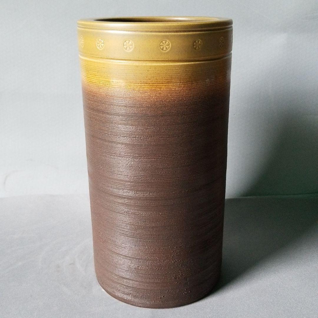 信楽焼傘立て  ツートン幾何学絵 高さ４２cm