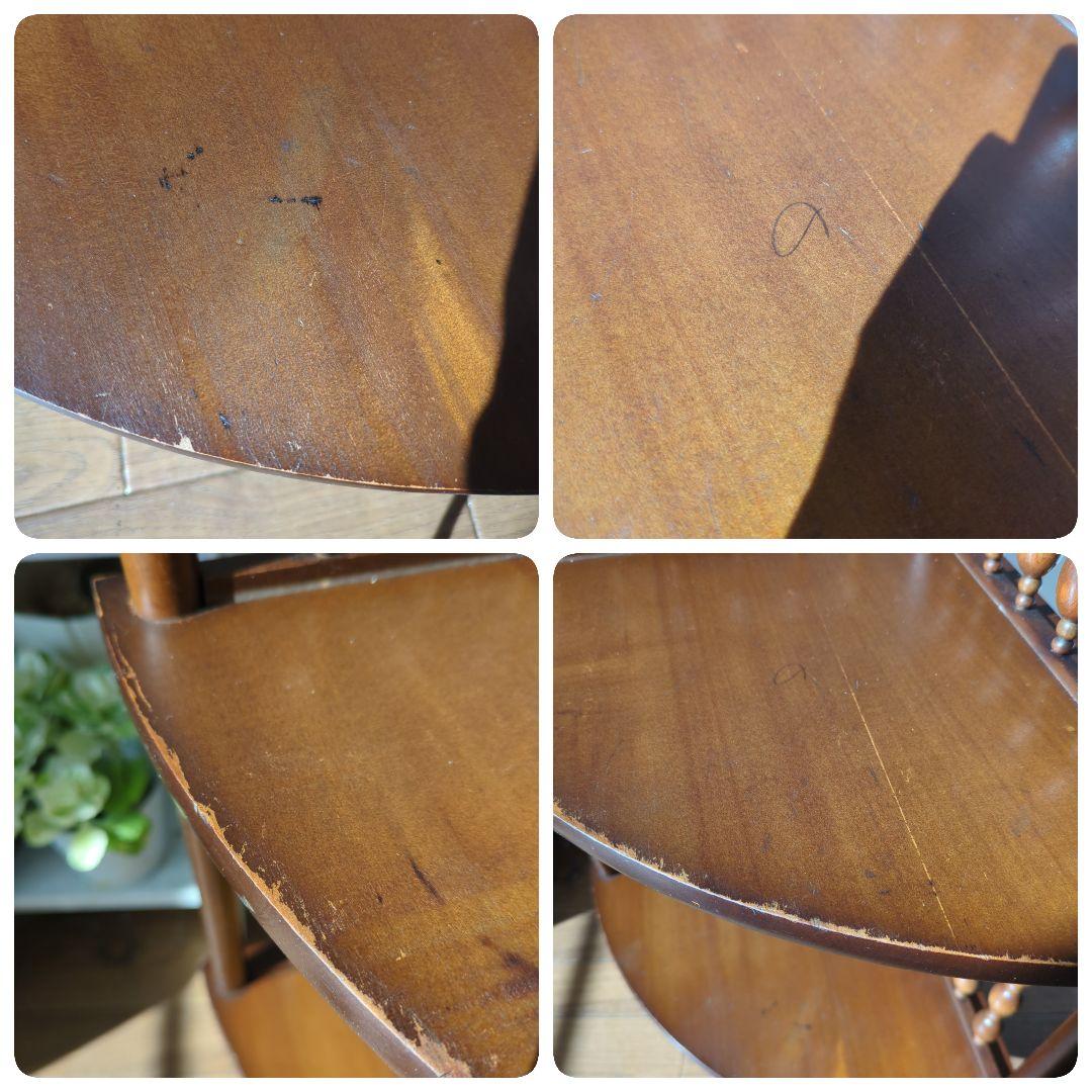 アンティーク　木製　コーナーラック 3段 昭和レトロ　三角コーナー　　飾り棚