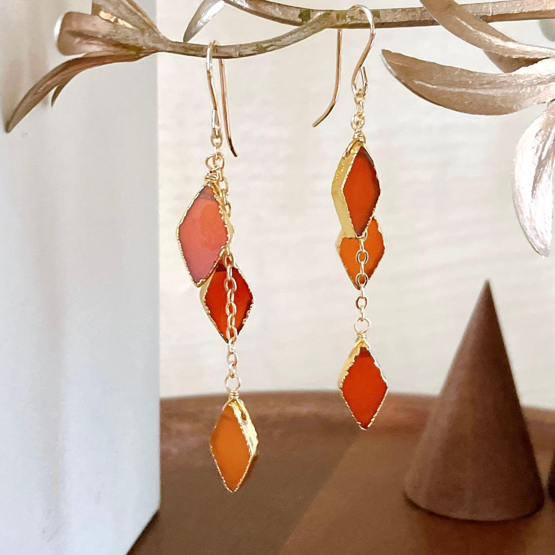 あさみ◆一点物✧カーネリアンピアス✧14kgf