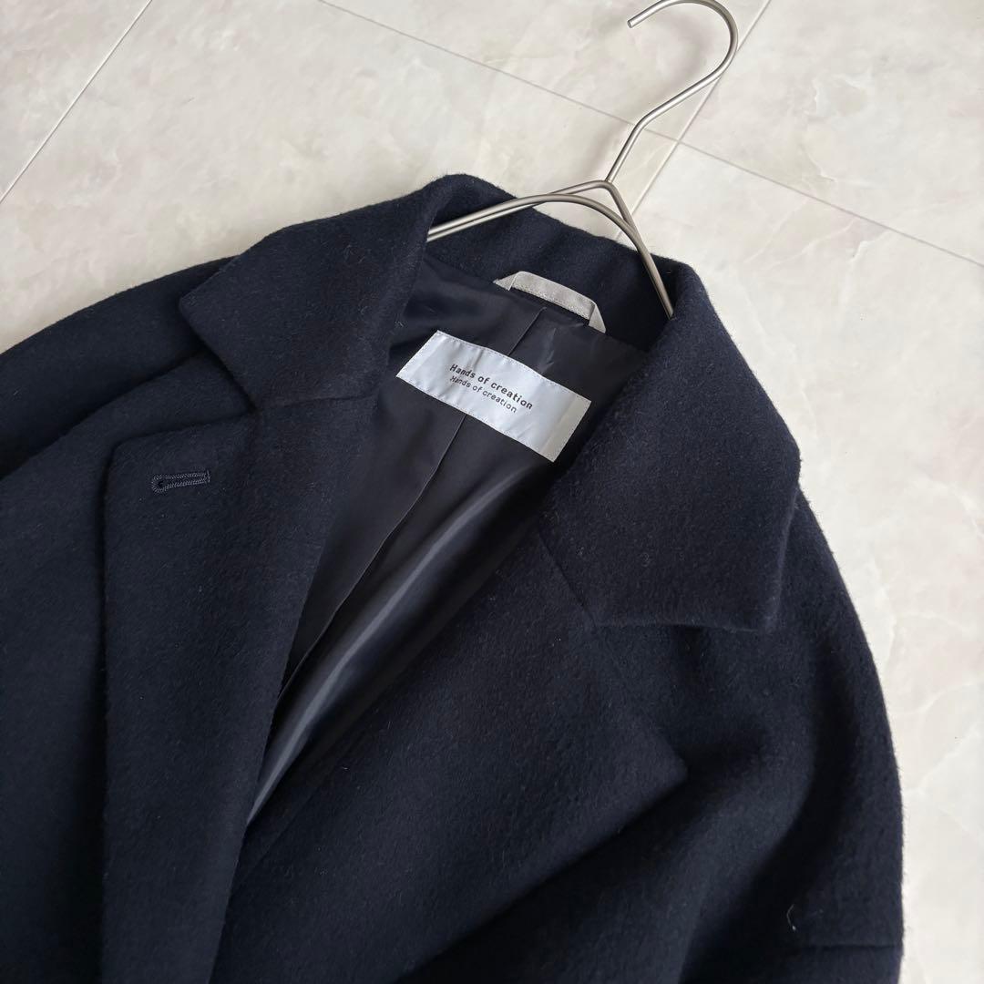 美品✨ ハンズオブクリエイション チェスターコート ネイビー F 日本製 ロング