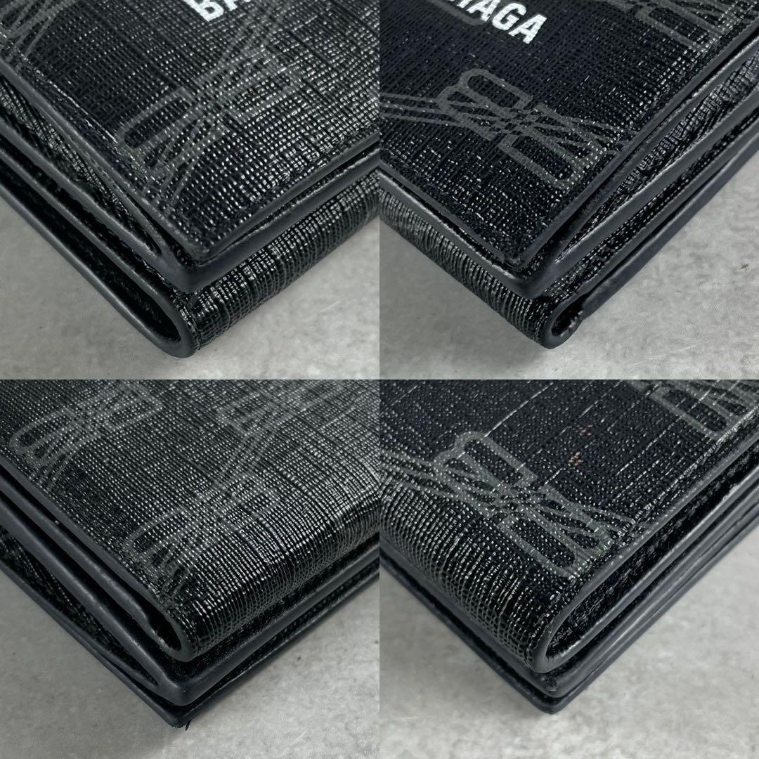 【極美品】バレンシアガ 三つ折財布 BB シンプル カーフスキン 黒