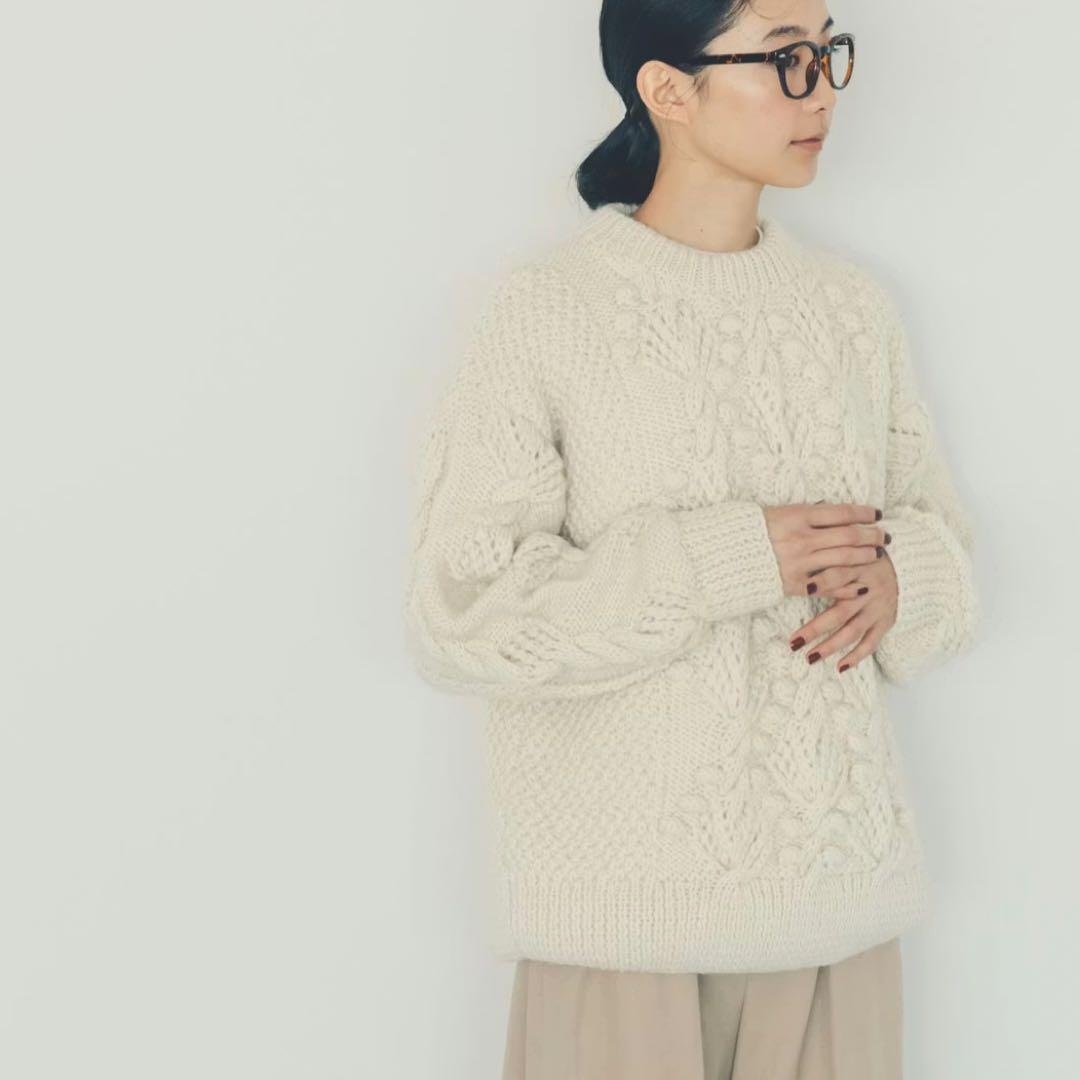 北欧、暮らしの道具店 /yuni /ユニ/植物柄のハンドニット