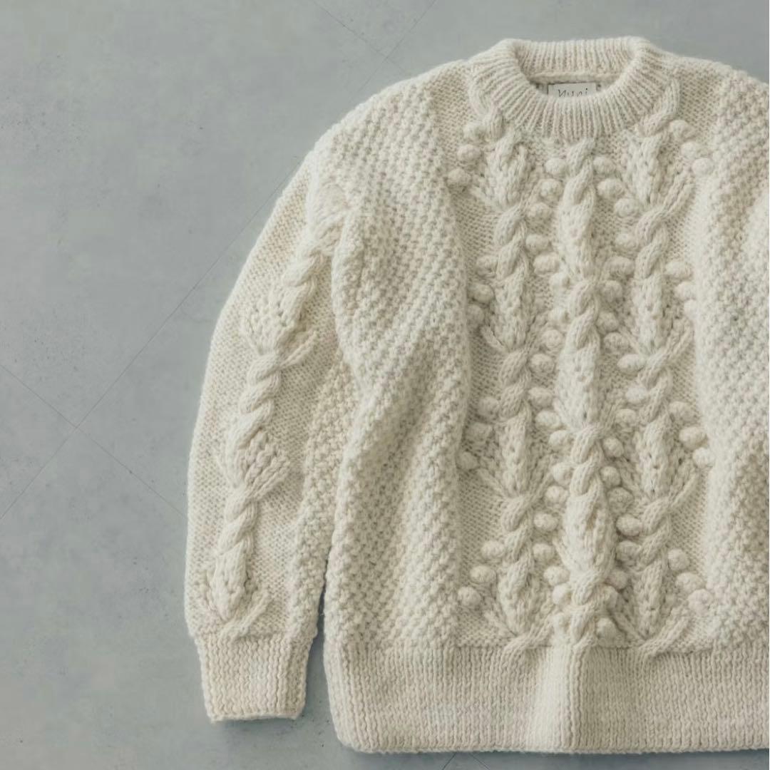 北欧、暮らしの道具店 /yuni /ユニ/植物柄のハンドニット