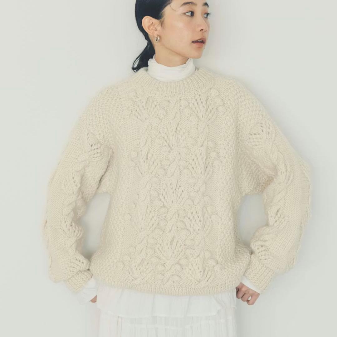 北欧、暮らしの道具店 /yuni /ユニ/植物柄のハンドニット