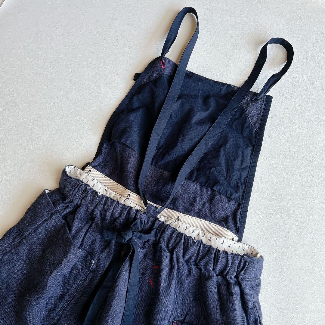 快晴堂謹製 ⿻ リネンヘンプ エプロンサロペット サルエル ナチュラル 2wey