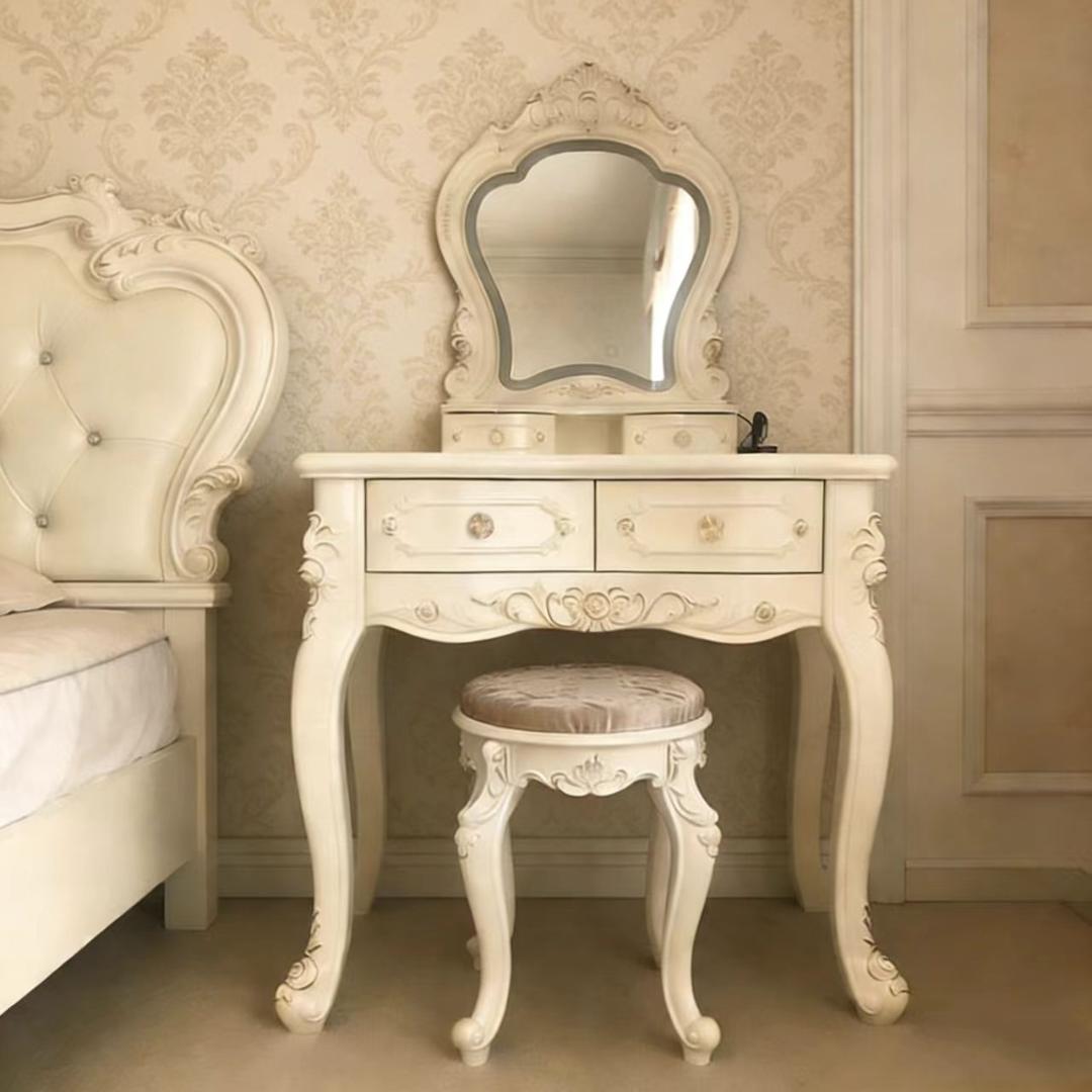 クラシックホワイトドレッサー・鏡台 訳あり品　写真をご確認 J109-80-01