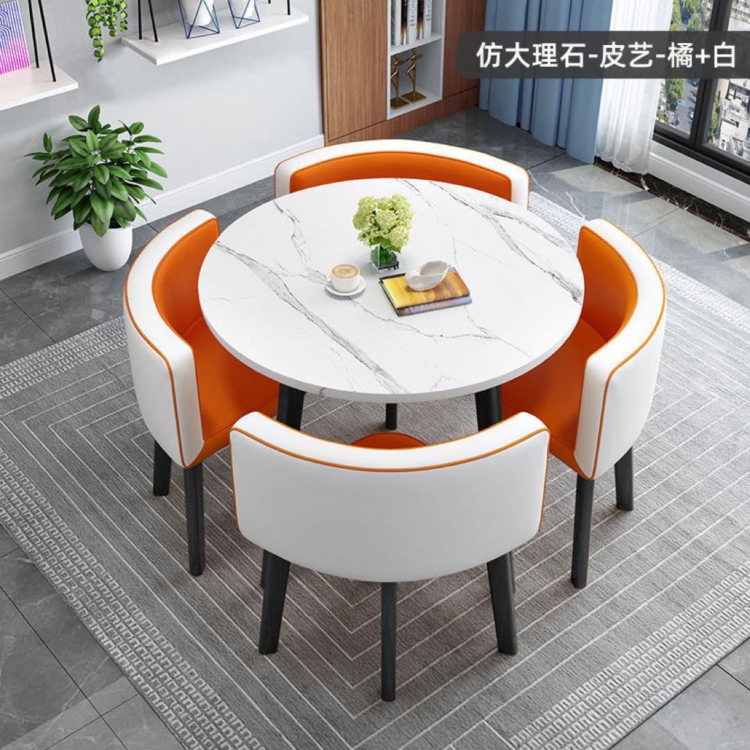 大理石調 円形ダイニングセット