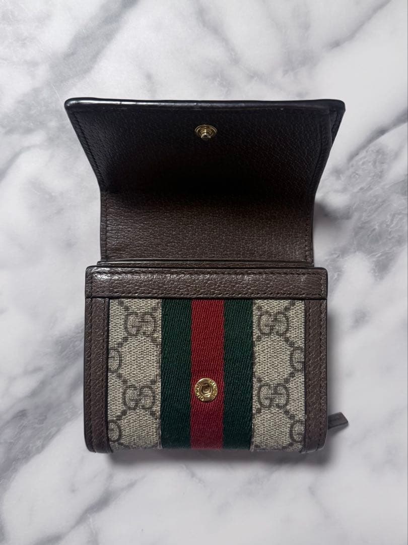 GUCCI オフィディア シェリーライン GGスプリーム 二つ折り財布