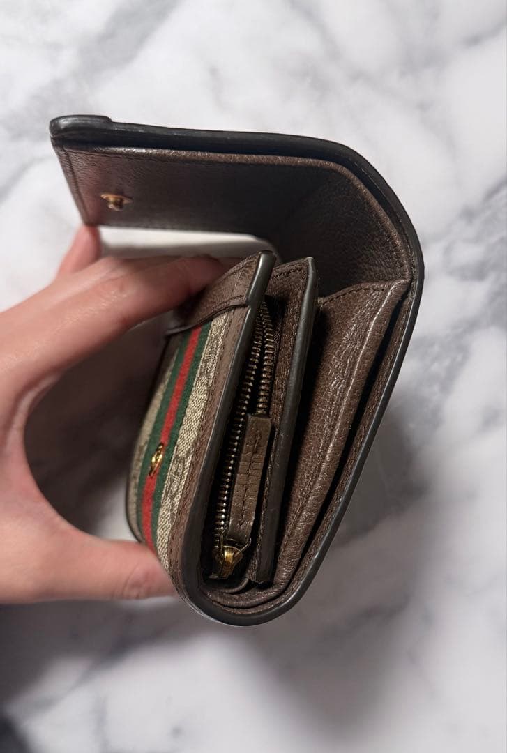 GUCCI オフィディア シェリーライン GGスプリーム 二つ折り財布