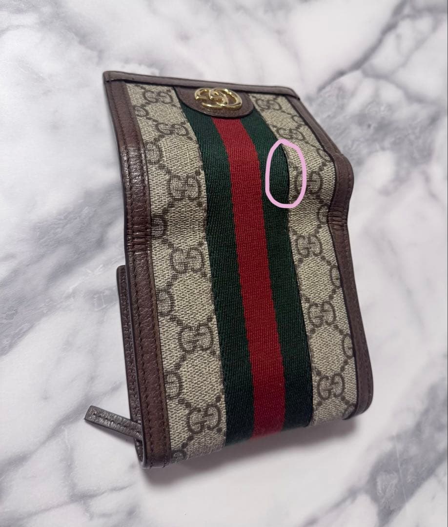 GUCCI オフィディア シェリーライン GGスプリーム 二つ折り財布