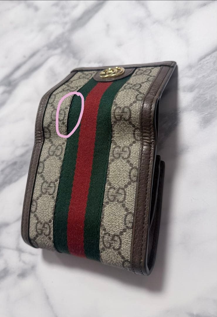 GUCCI オフィディア シェリーライン GGスプリーム 二つ折り財布