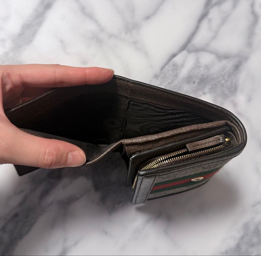 GUCCI オフィディア シェリーライン GGスプリーム 二つ折り財布