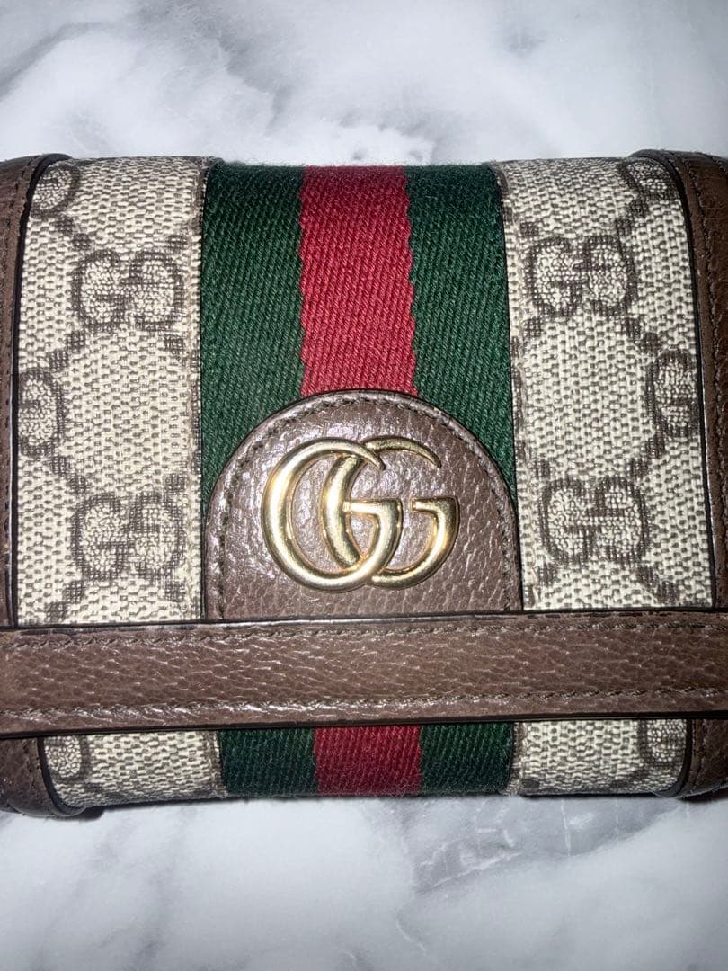 GUCCI オフィディア シェリーライン GGスプリーム 二つ折り財布