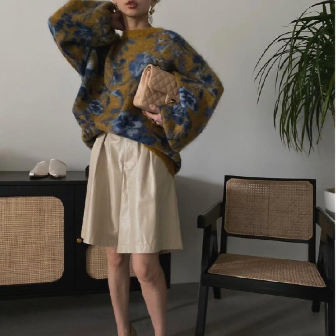 Ameri vintage 花柄ニット カーディガン