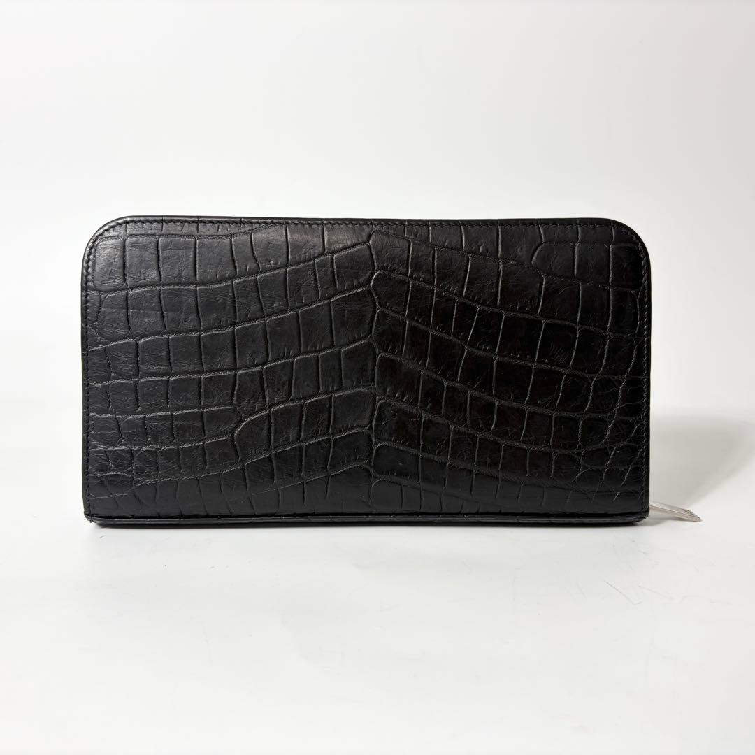 サンローラン　クロコ型押し　長財布　オーガナイザー　ブラック　美品