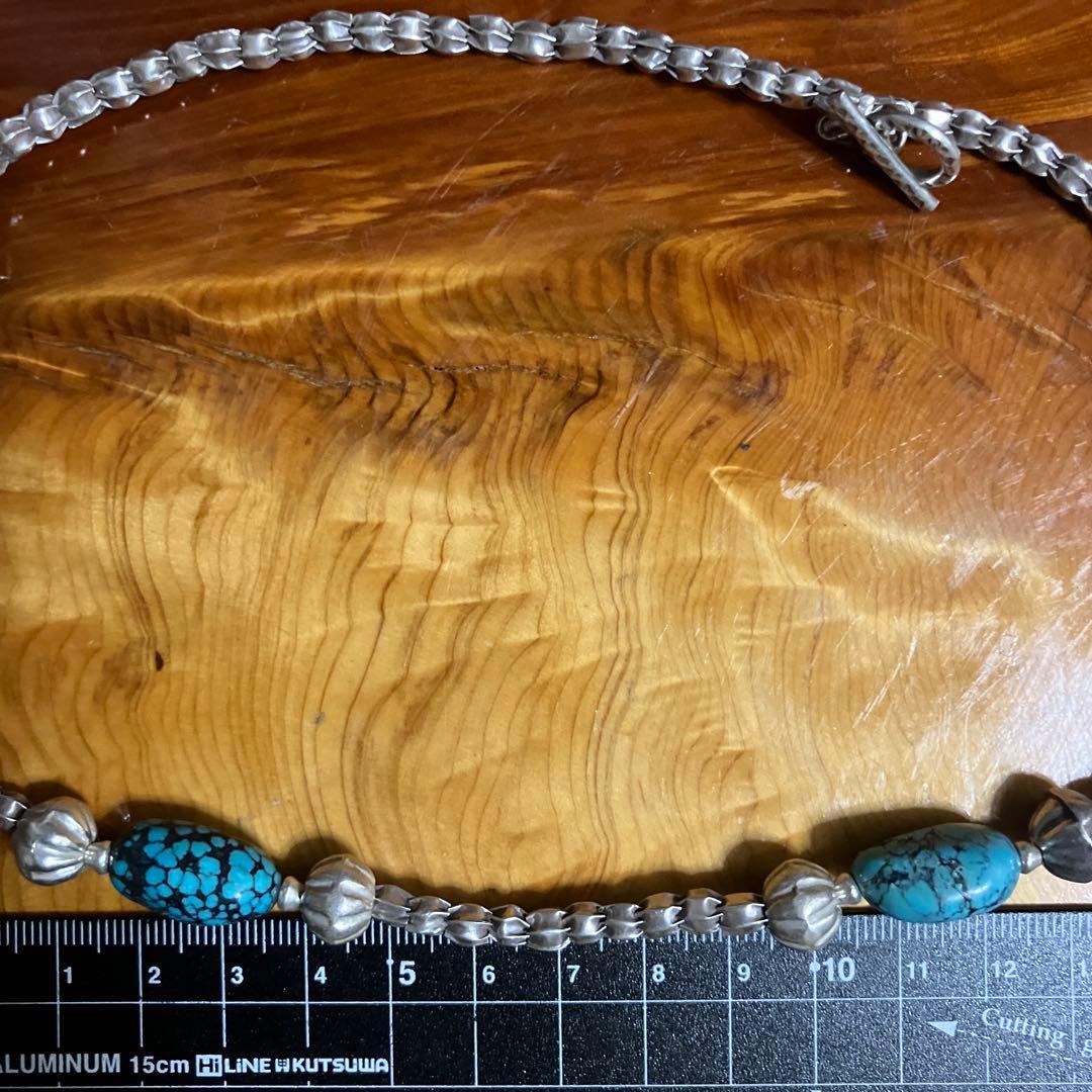 ケラ様御専用　天然ターコイズとカレンシルバーネックレス，ブレスレット2点