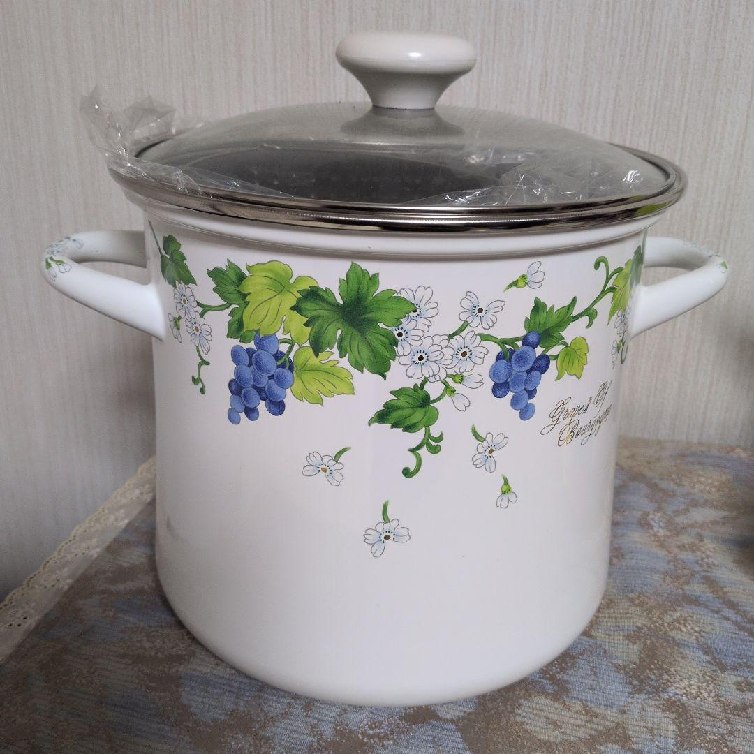 ブドウデザイン 両手鍋 ストレーナー付き