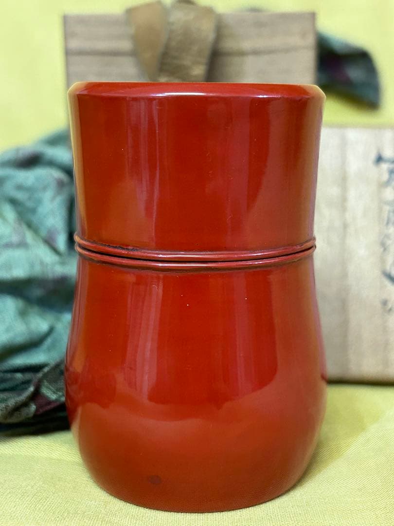 期間限定値下げ　骨董 茶道具 棗 （なつめ ）朱中次