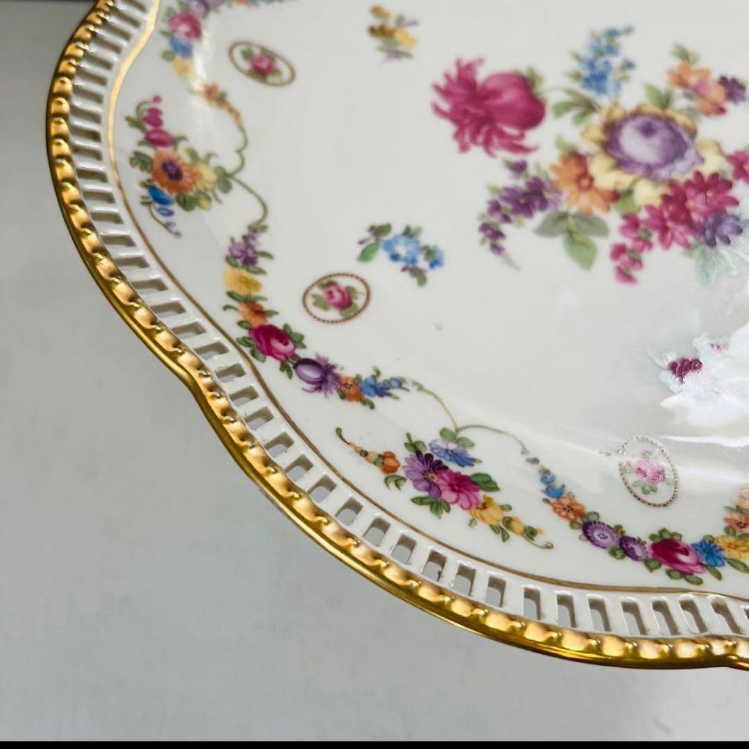 ドレスデンフラワー  シューマンババリア　コンポート　透かし　特大サイズ