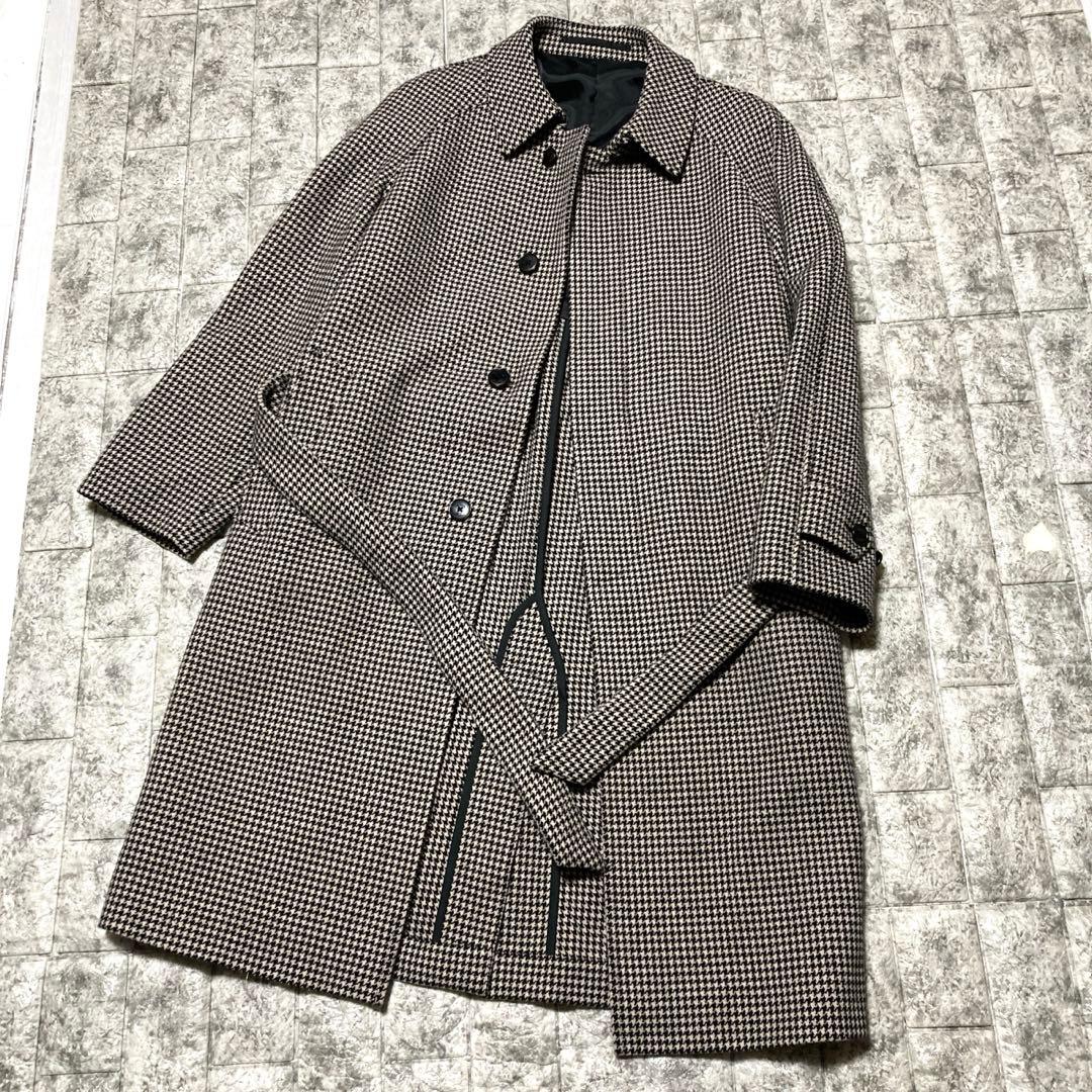 Haruo　ブルックスブラザーズ　ステンカラーコート　千鳥柄　厚手