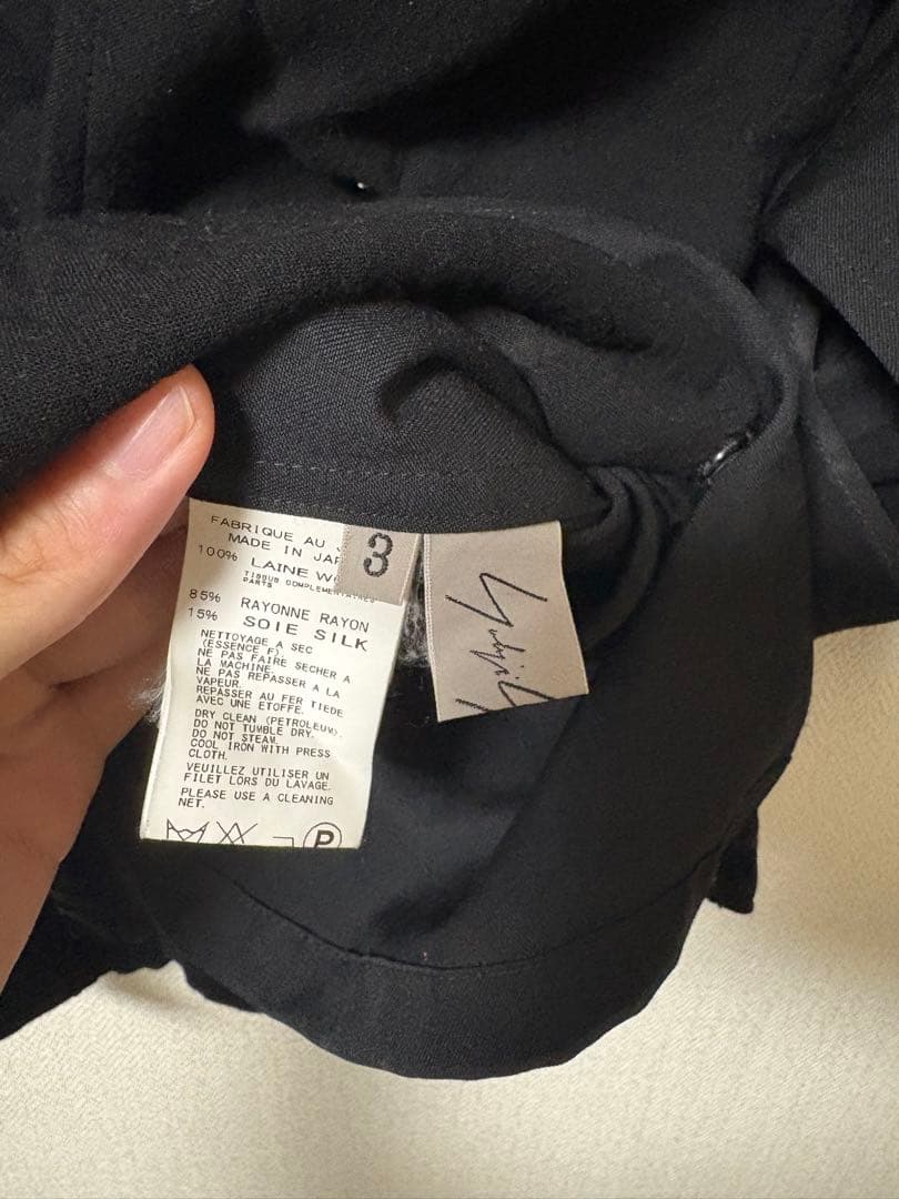 yohji yamamoto フリル付きブラックシャツ サイズ3
