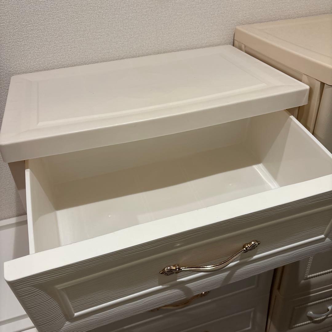 【たのメル便送料込】オフホワイト 5段チェスト プラスチック製　キッズチェスト