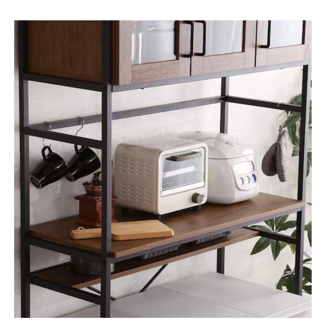 ニトリ食器棚 ヴィンテージテイストのごみ箱上ラック ワイド