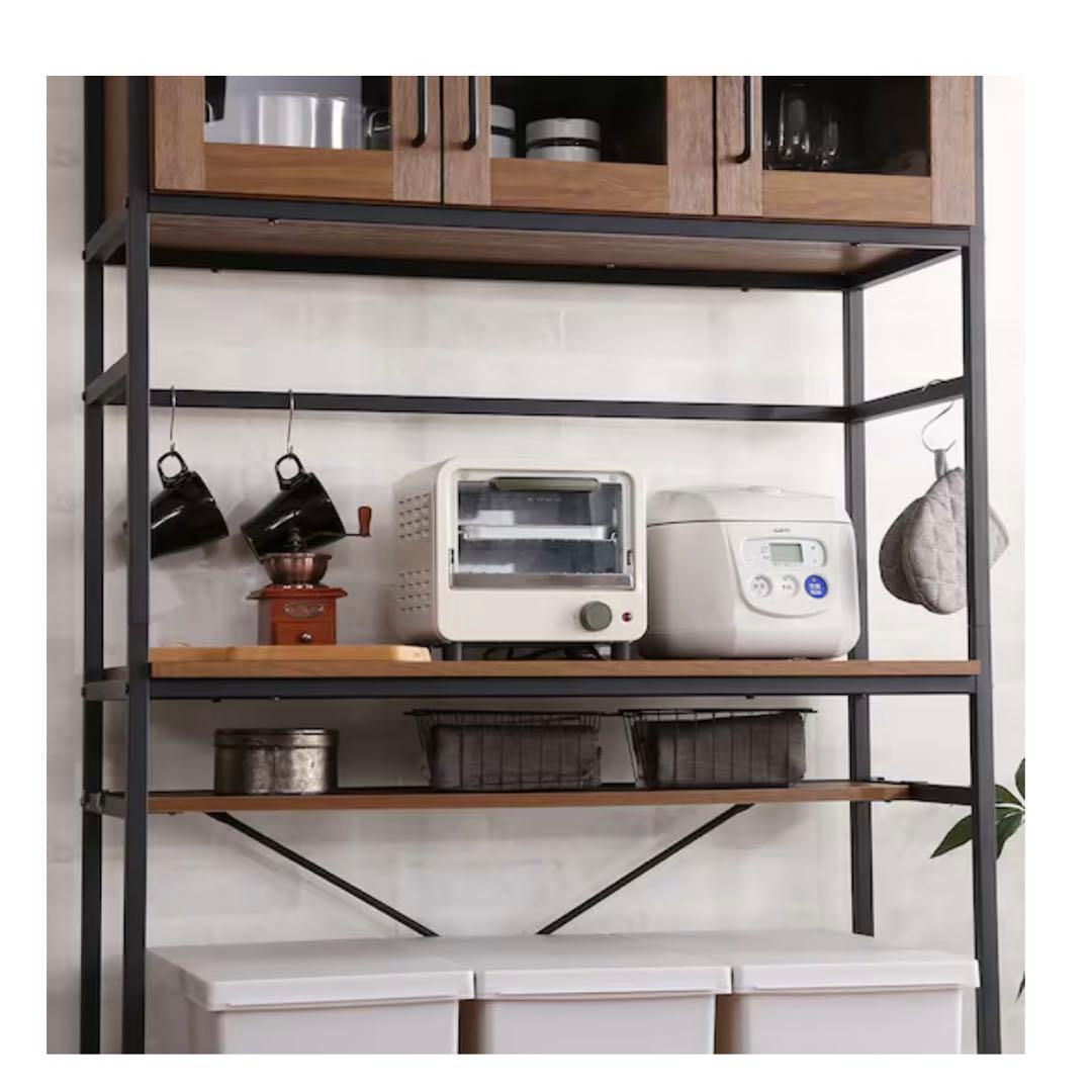 ニトリ食器棚 ヴィンテージテイストのごみ箱上ラック ワイド