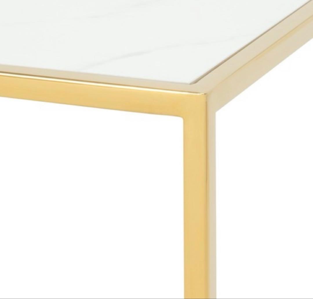 フランフラン　レーヌ ネストテーブル L マーブル×ゴールド