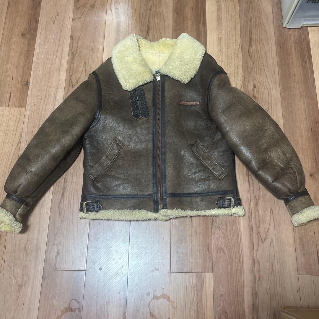 【米国製】AVIREX ムートンジャケット B-3 胸ロゴ 42 ボア ボマー