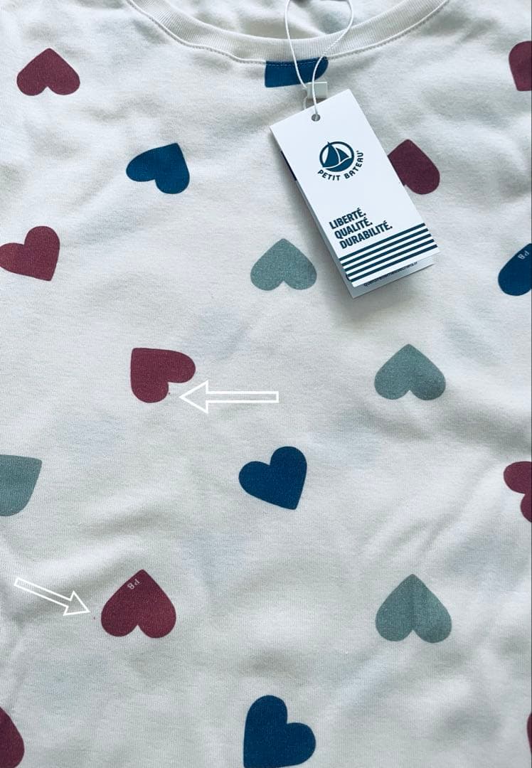 新品 未使用 プチバトー 訳アリ レディース S 長袖 パジャマ ハートミルキー