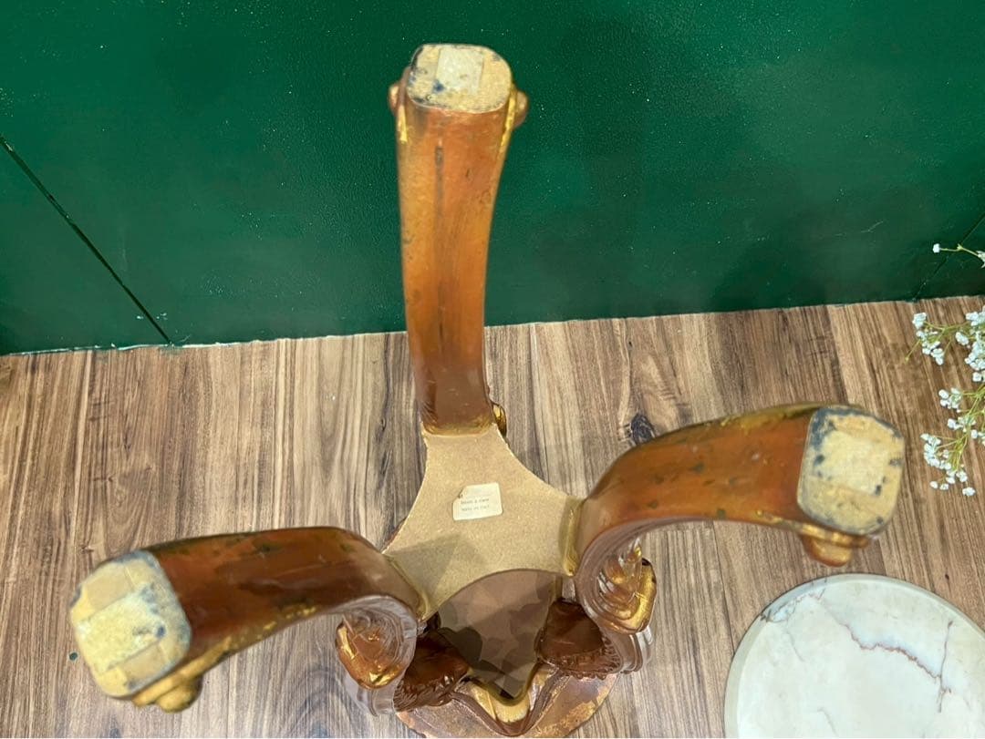 大理石 猫脚 花台 インテリア 当時物 昭和レトロ アンティーク サイドテーブ