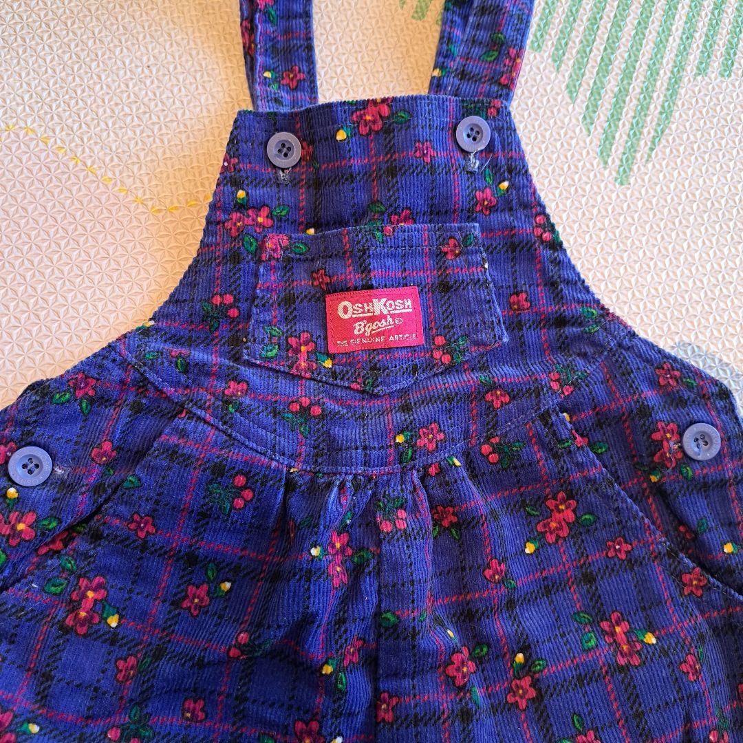 OshKosh オシュコシュ　花柄サロペット 紫　パープル　コーデュロイ