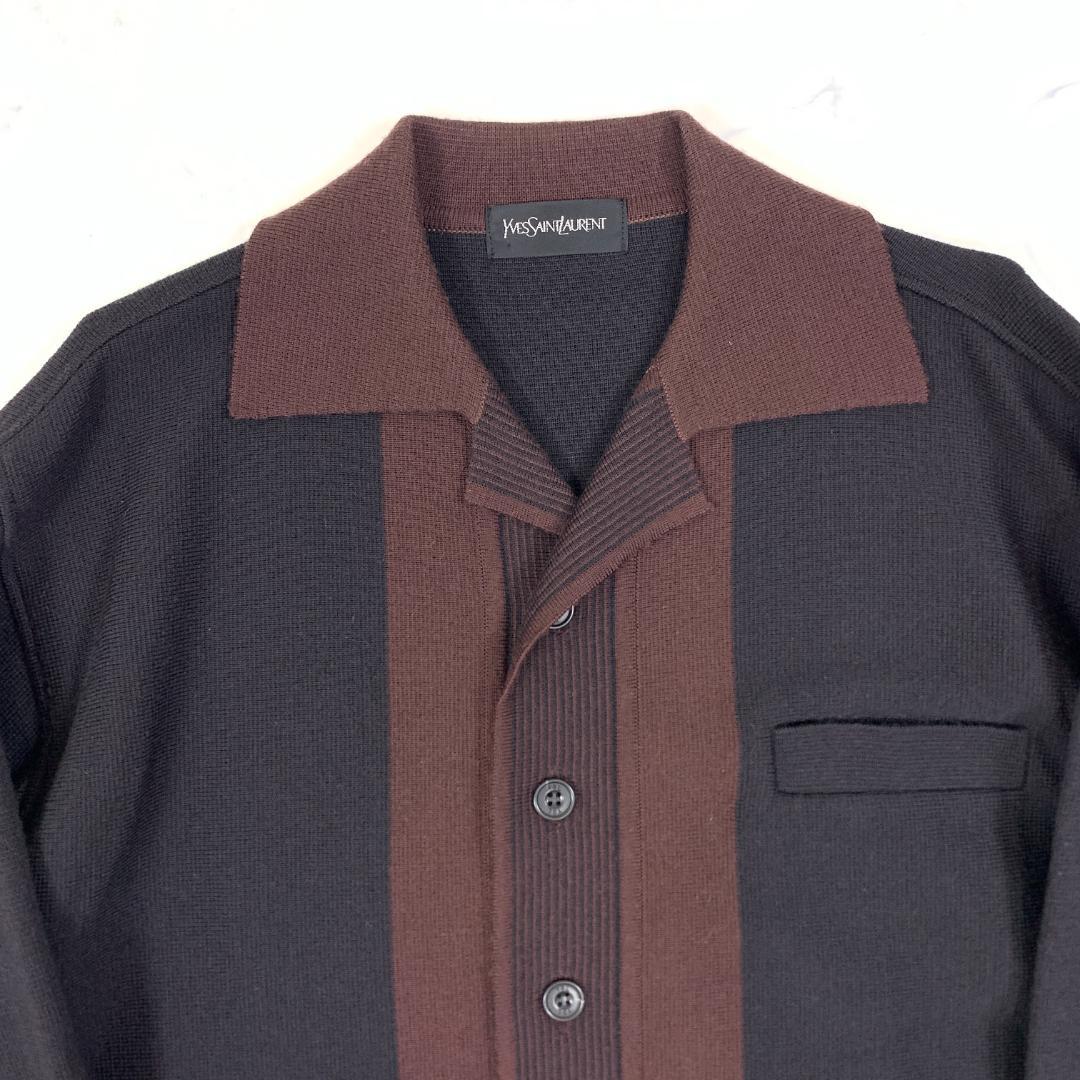 LA9027 イブサンローラン ニットカーディガン 茶色 ウール100％ M程度