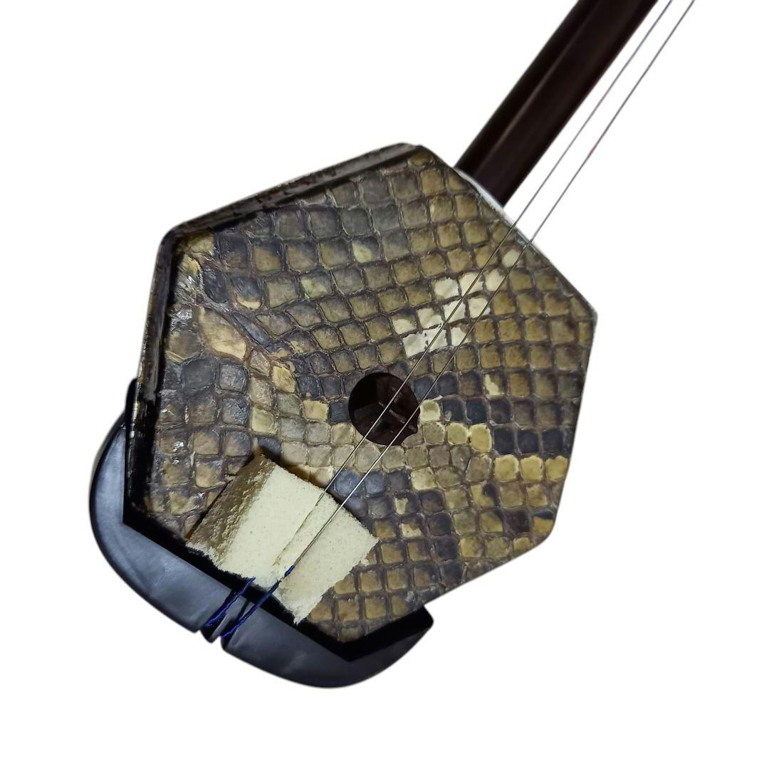 即日配送★ 中国楽器 二胡 胡弓 虎丘 六角胴 蛇皮 ハードケース付き