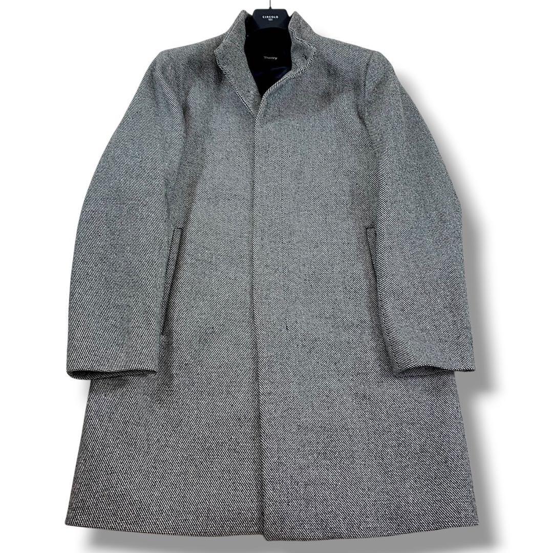 現行ロゴ・美品✨セオリー スタンドカラー コート メルトン アルパカ混 グレー