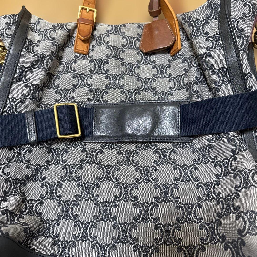 CELINE ロゴ キャンバス トートバック ショルダー付き レザー