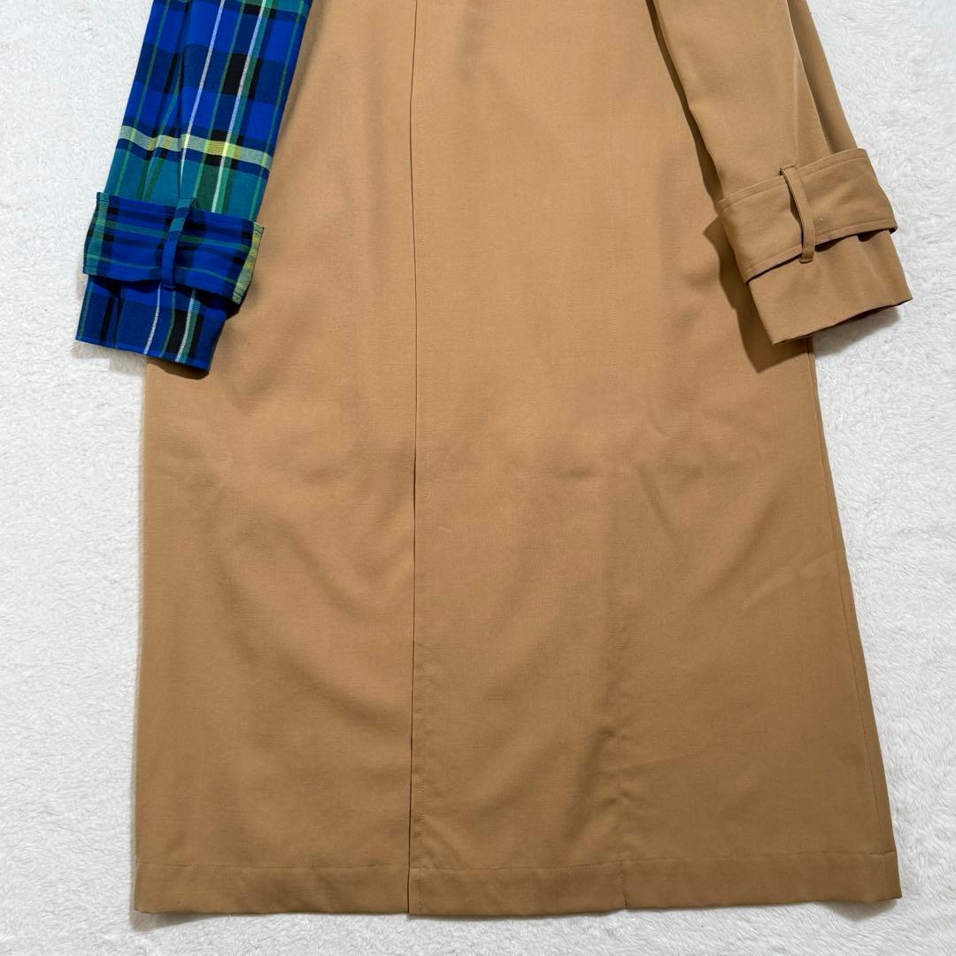 未使用級　アンスリード パターンドッキングコート チェック ベージュ