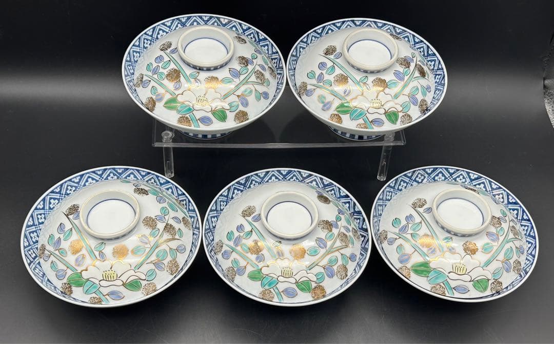 陶器　清水焼　煮物鉢　5個　鉢　蓋物　金彩　京峰