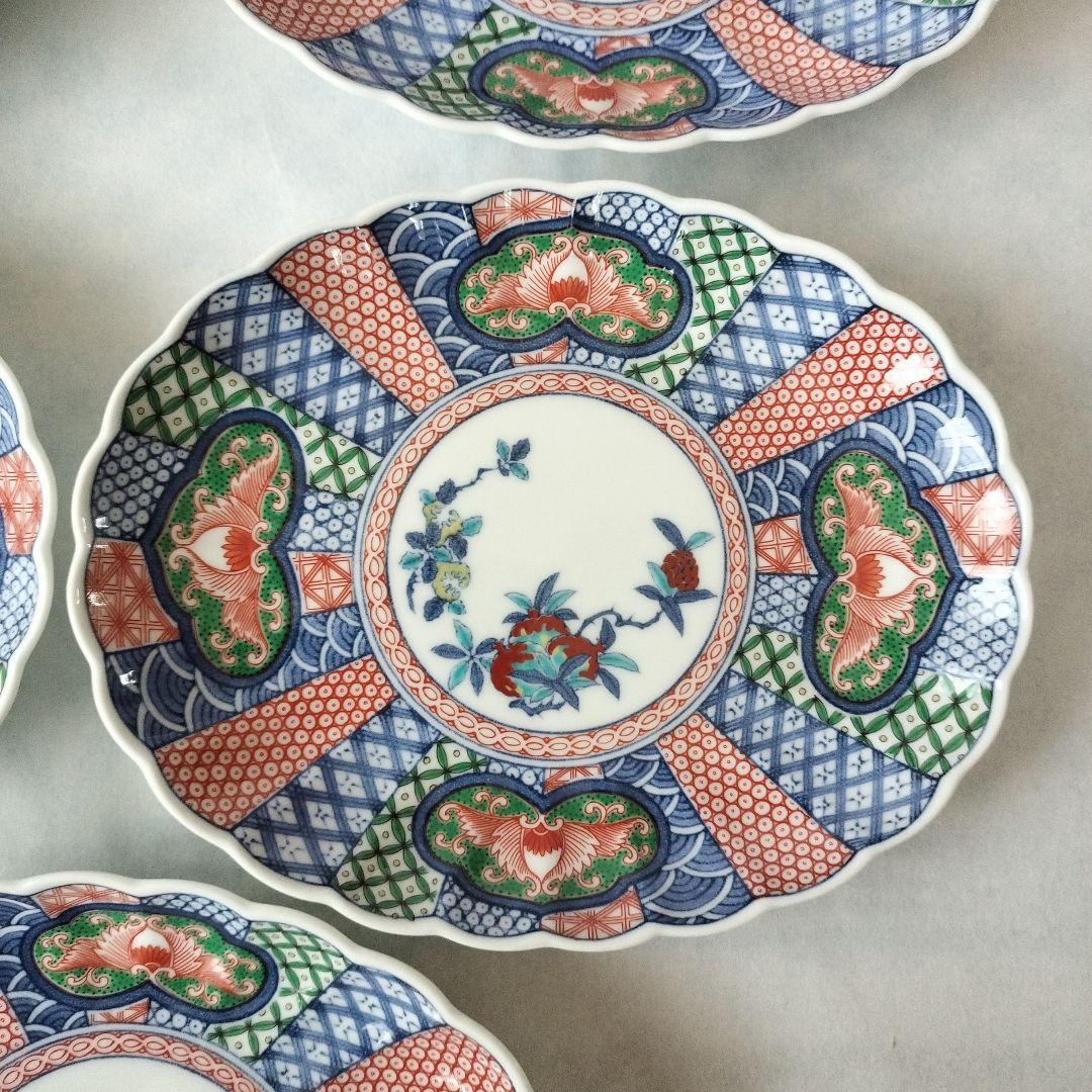 希少‼️其泉 菊割 鉢 古伊万里 染付 花形 楕円 皿 有田焼 5枚