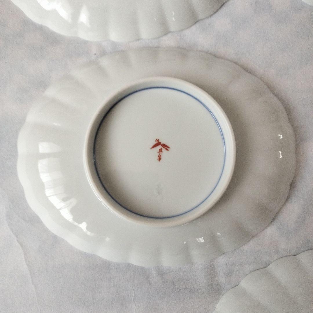 希少‼️其泉 菊割 鉢 古伊万里 染付 花形 楕円 皿 有田焼 5枚