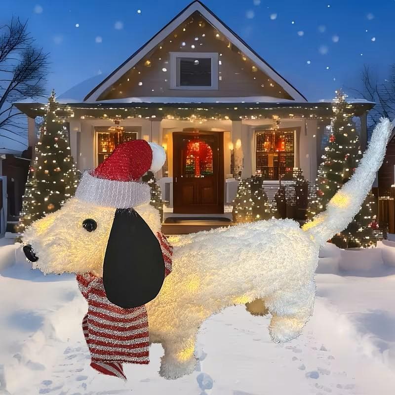 新品　白いダックス犬　クリスマス　ライト　イルミネーション　屋外　LED　照明