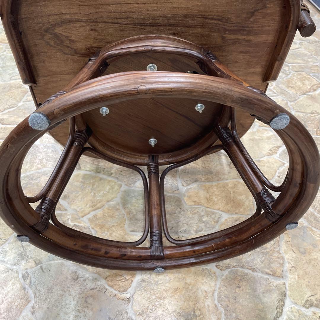 回転椅子　籐　ラタン　360度　アームチェア　ニトリ　リラックスチェア