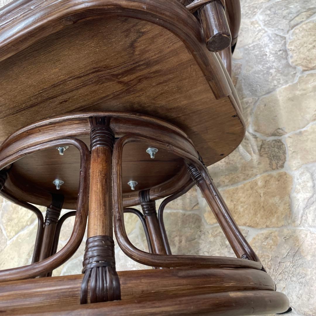 回転椅子　籐　ラタン　360度　アームチェア　ニトリ　リラックスチェア